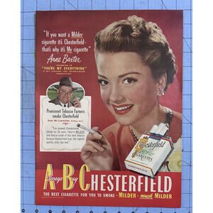 Vintage 1949 Orig Magazine Ad Chesterfield Cigarettes Anne Baxter Actress
